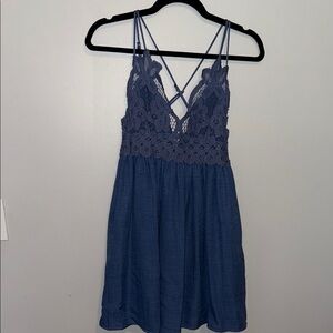 Blue Lace Strappy Dress